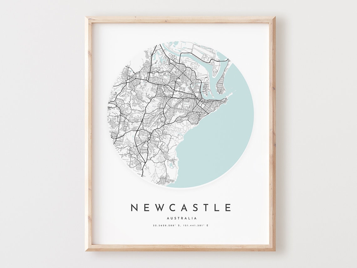 Newcastle Map Print Minimalist City Street Wall Art