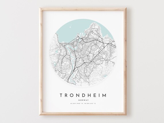 Trondheim Map Print Minimalist City Street Art