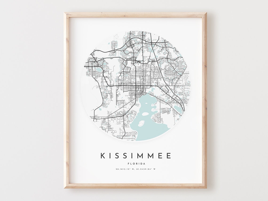 Kissimmee Florida City Street Map Circle Minimalist Art Poster