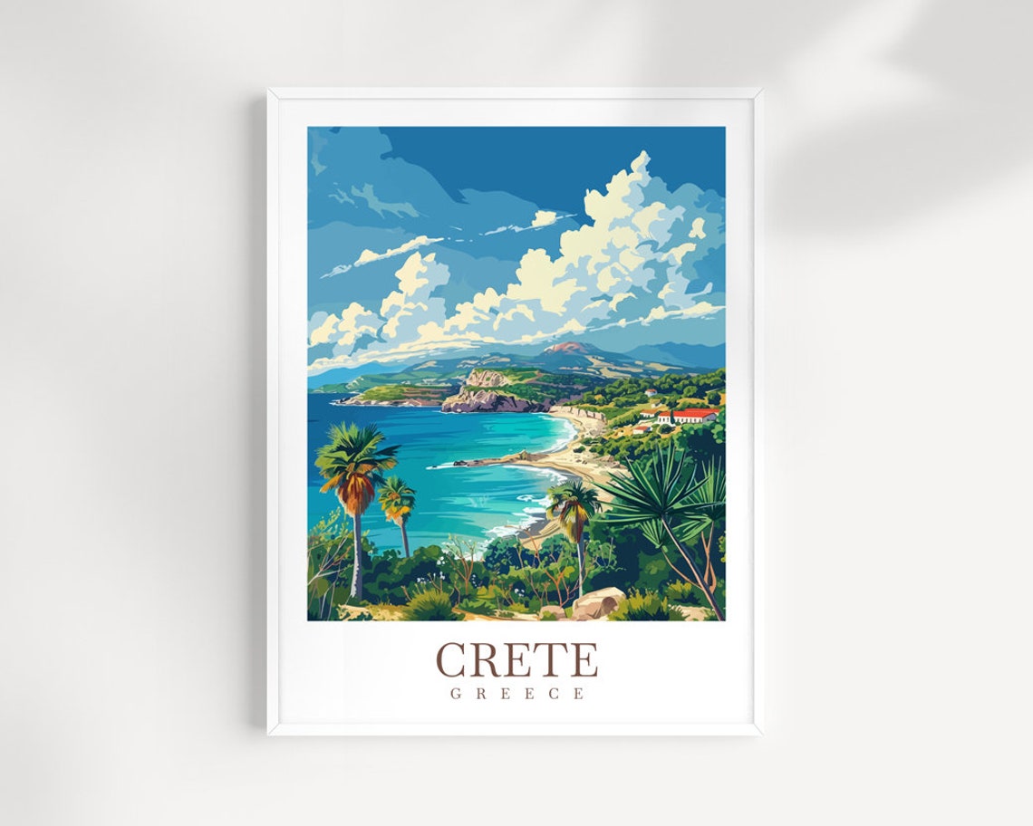 Crete Greece Turquoise Bay Palm Coast Mediterranean View Poster