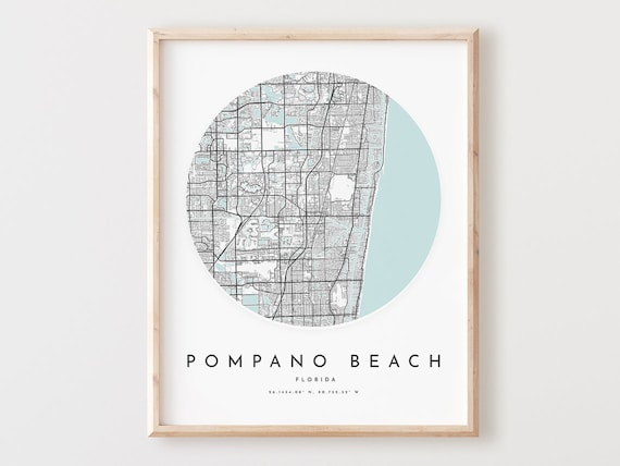 Pompano Beach Map Art Print Modern City Street