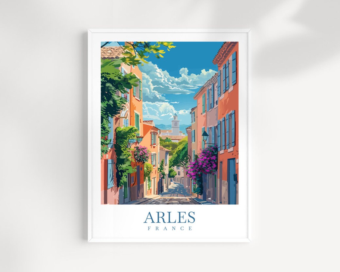 Arles France Charming Cobblestone Old Town Street Travel Poster