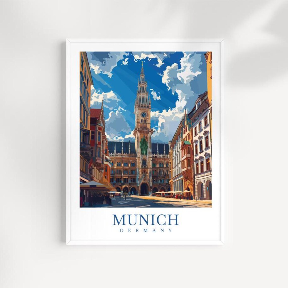 Munich Marienplatz Town Hall Tower Bavarian Architecture Poster