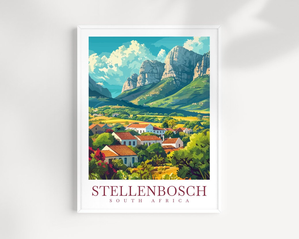 Stellenbosch Travel Print Wall Art South Africa Wall Hanging Home Dcor Stellenbosch Gift Art Lovers South Africa Art Print Stellenbosch Art