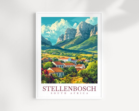 Stellenbosch Travel Print Wall Art South Africa Wall Hanging Home Dcor Stellenbosch Gift Art Lovers South Africa Art Print Stellenbosch Art