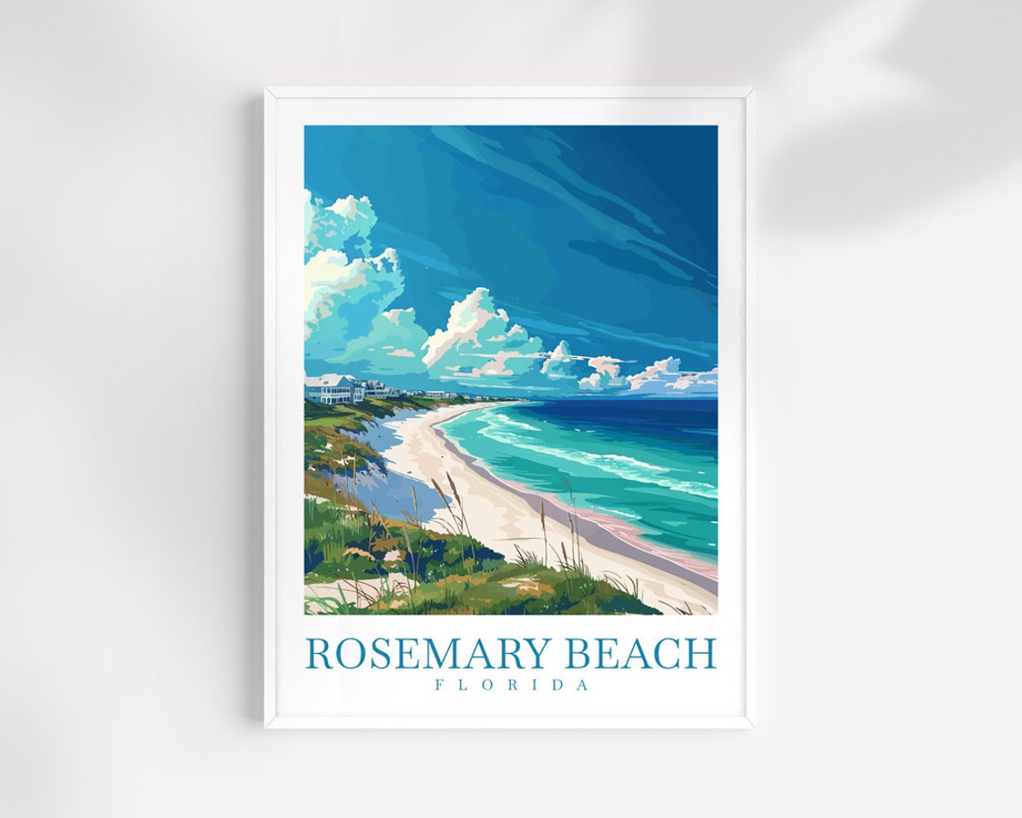 Rosemary Beach Florida Curving White Sand Beach Dunes Art Poster