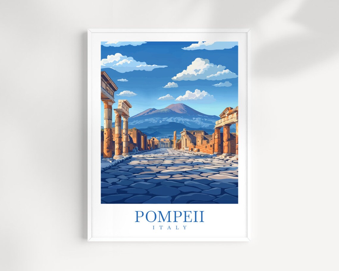 Pompeii Travel Poster, Italy Wall Art Decor