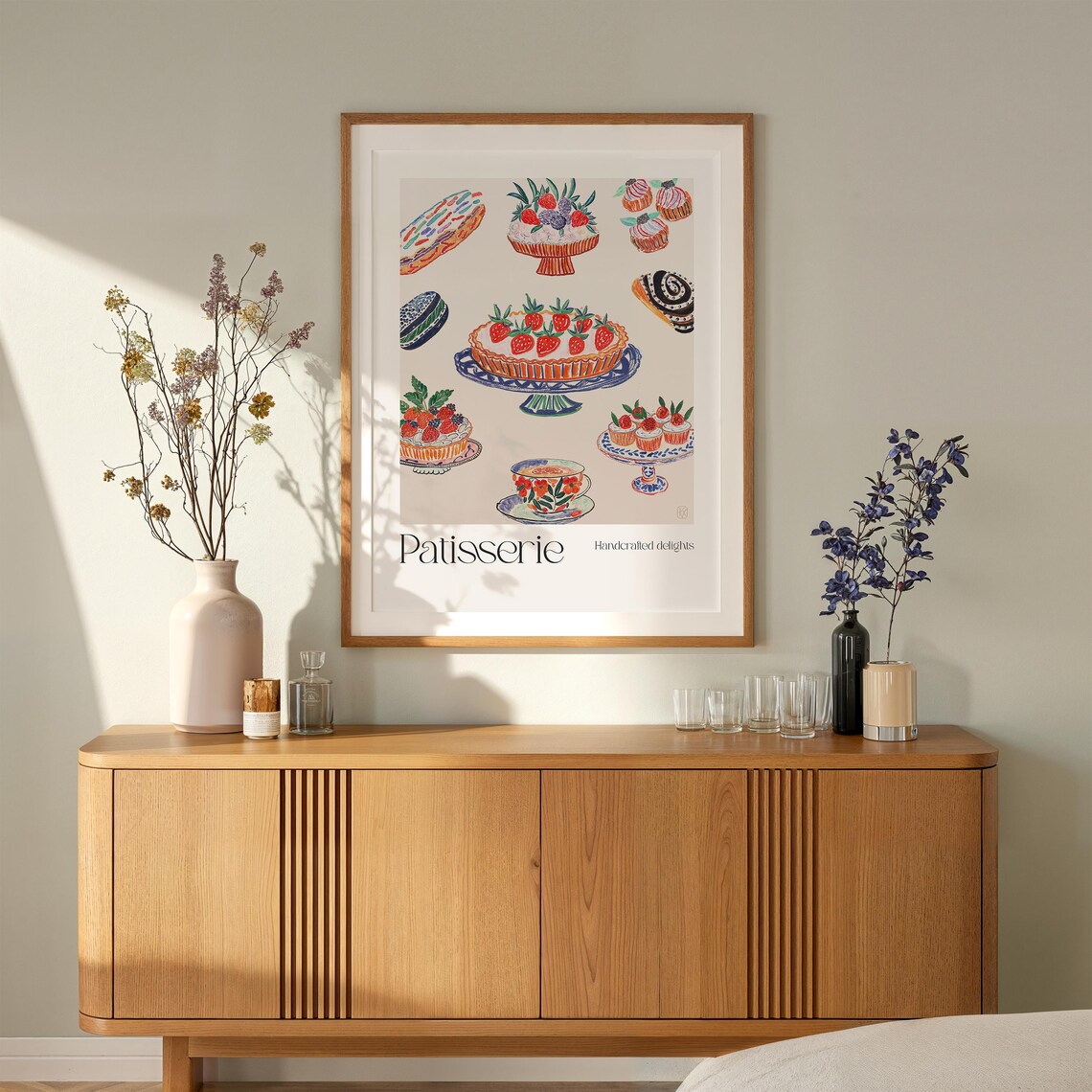French Patisserie Strawberry Tart Cakes Handcrafted Delights Art Print - Image 2