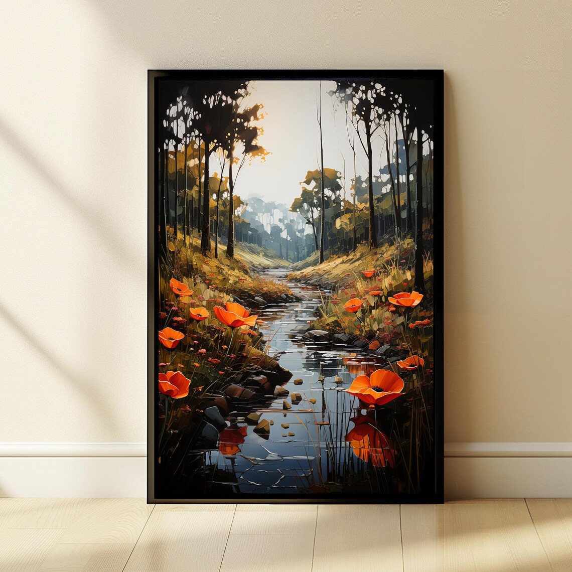 Bidtheewell Poppies Art Print, Botanical Landscape