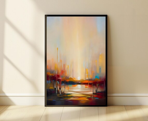 Autumn Sunrise Warm Hues Abstract Sunset Landscape Painting Poster