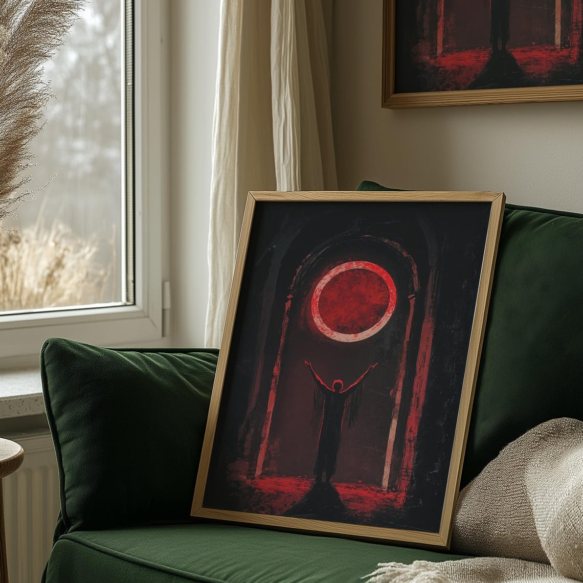Red Blood Moon Eclipse Dark Gothic Ritual Silhouette Figure Poster - Image 4