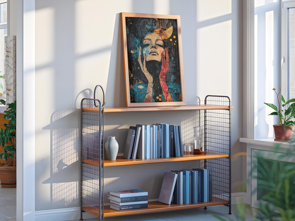 Surreal Woman Portrait Moody Expressionist Mixed Media Wall Art - Image 2