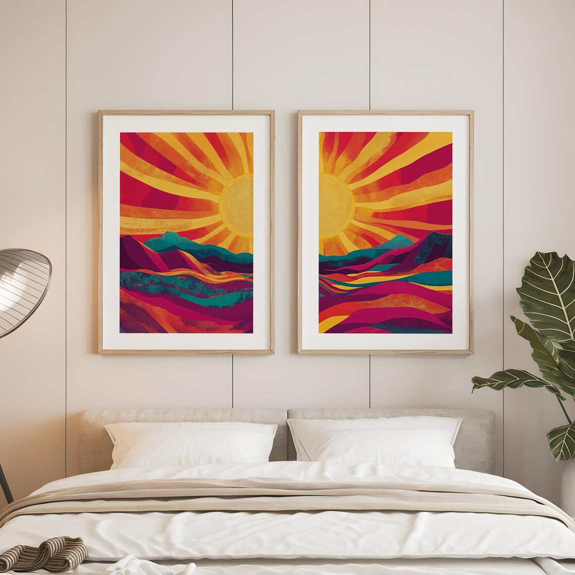 Vibrant Sunset Mountains Retro Boho Art Print - Image 4