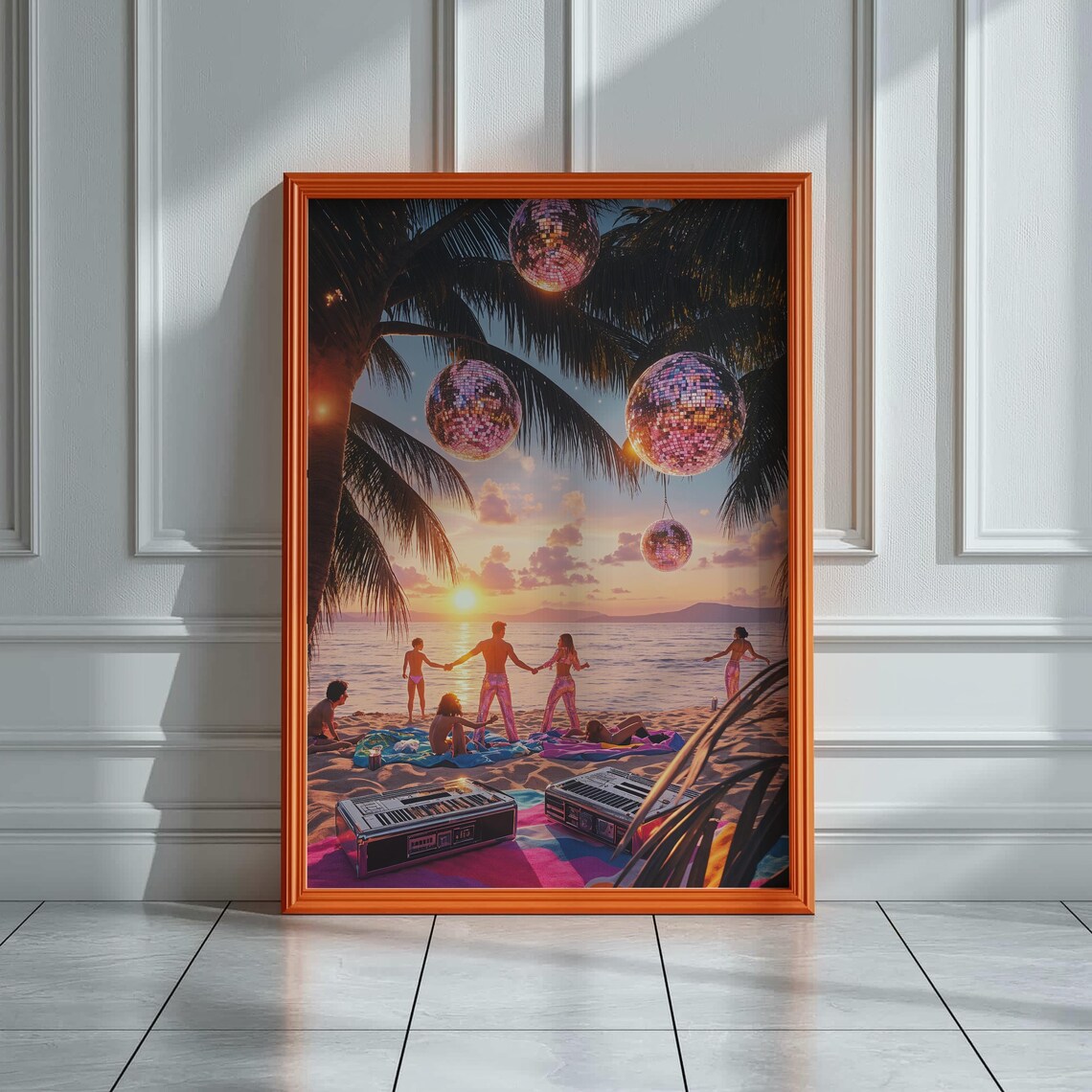Disco Beach Party Art Print Sunset Tropical Poster Retro Funk Dance Wall - Image 4