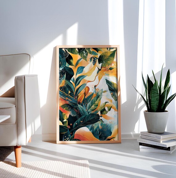 Lush Botanica Art Print Vibrant Tropical Foliage Modern Nature Wall Decor