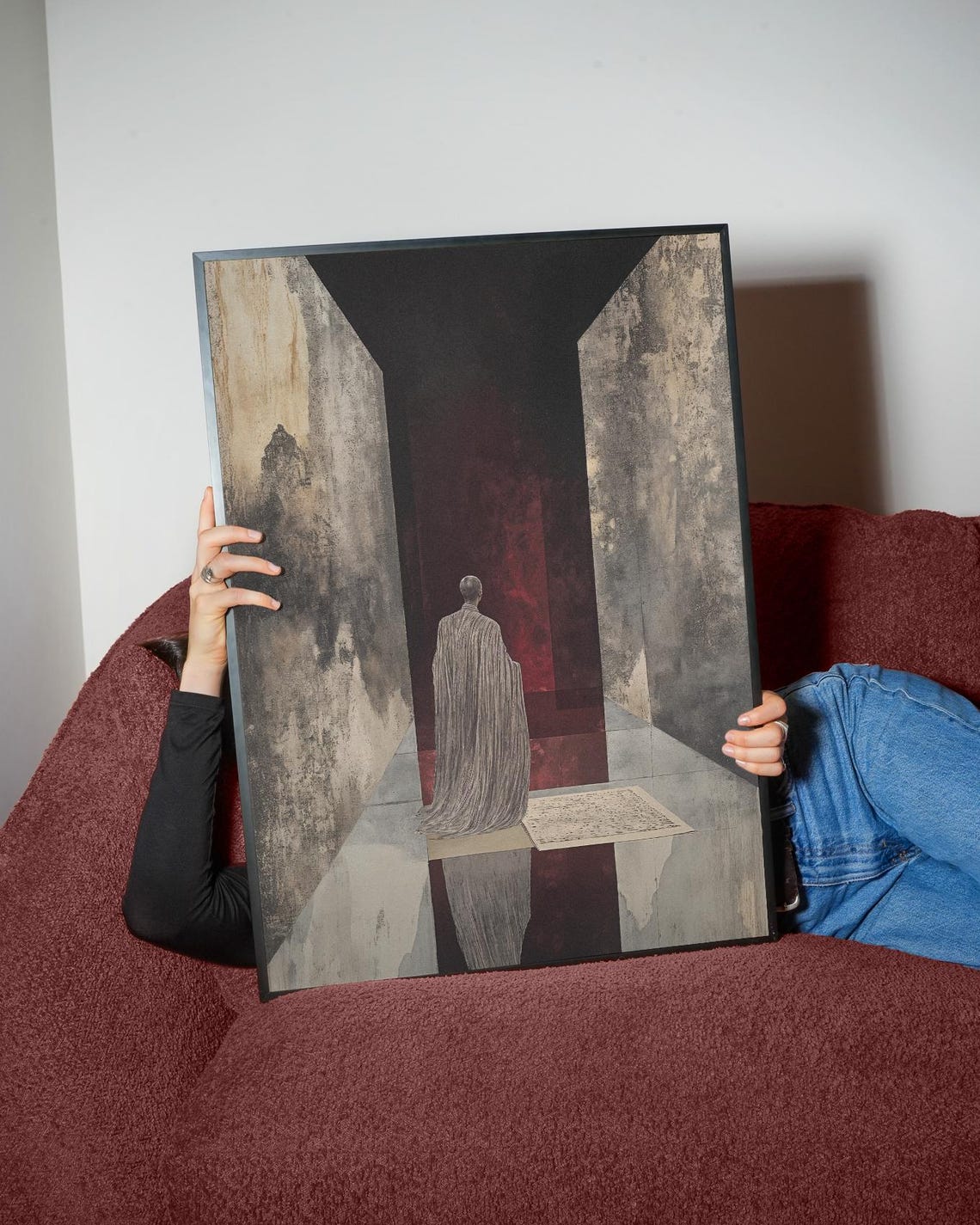 Enigmatic Corridor Robed Figure Dark Surreal Abstract Hallway Poster - Image 5