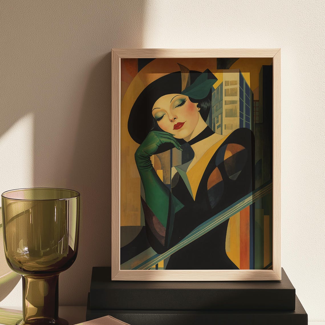 Art Deco Woman Print Retro Glamour Portrait Vintage Style Geometric Wall - Image 5