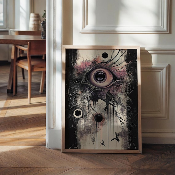 Surreal Gothic Eye Mystical Dark Fantasy Ink Sketch Horror Wall Art