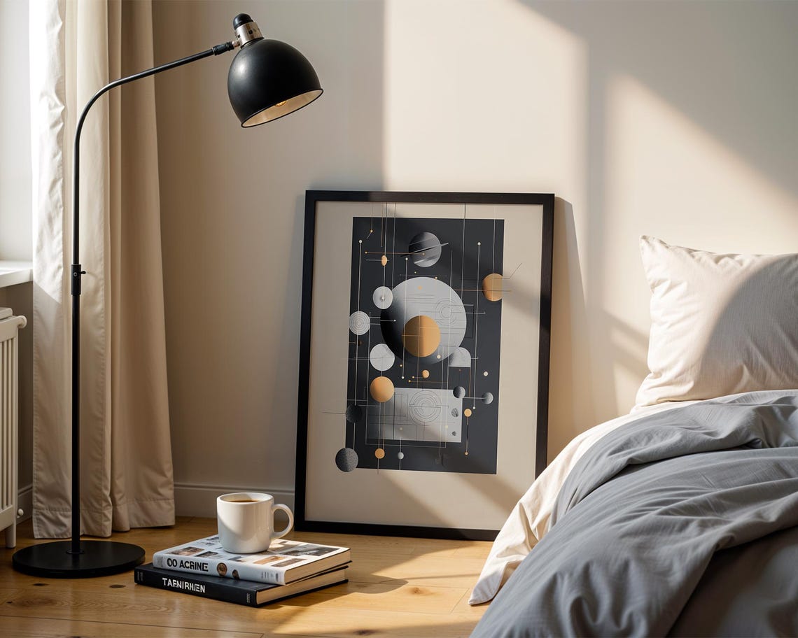 Futuristic Geometric Space Planets Abstract Modern Sci Fi Art Poster - Image 5