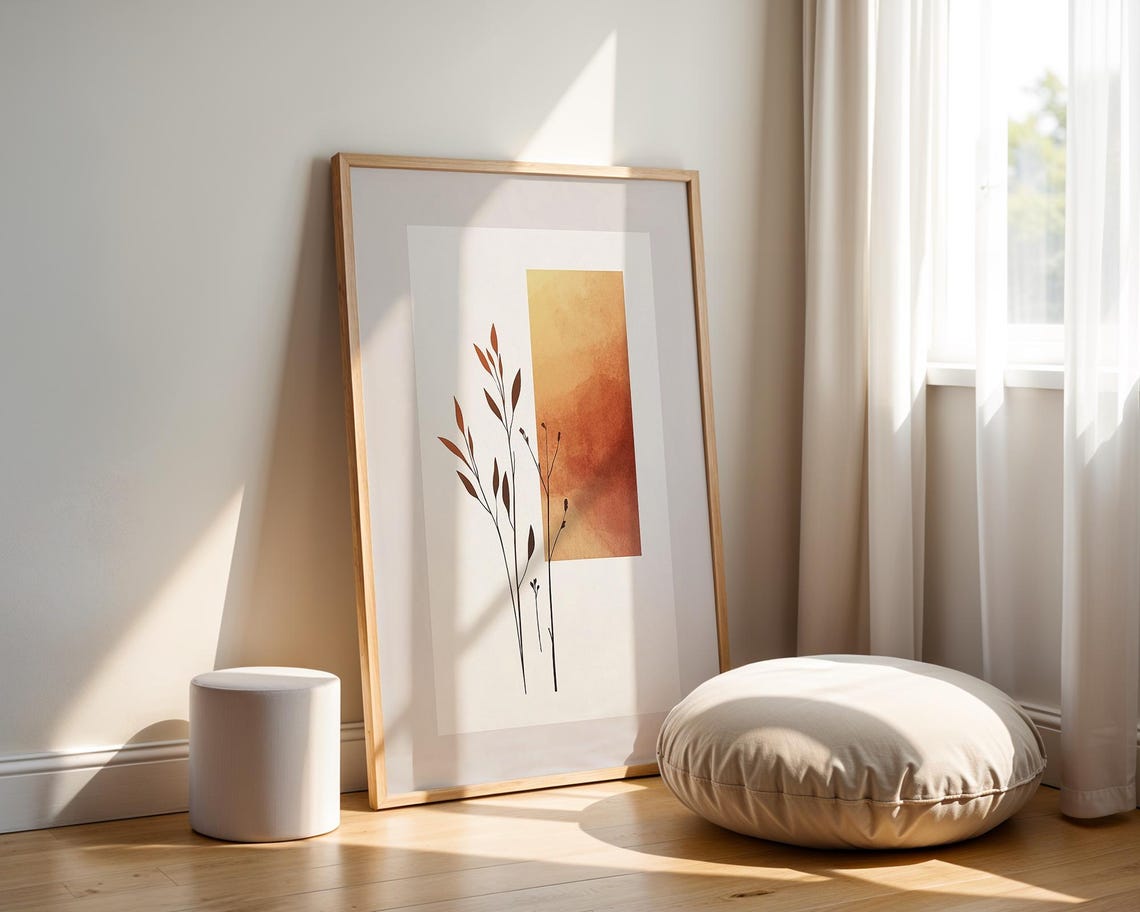 Minimalist Botanical Abstract Sunset Geometric Earthy Art Print - Image 5