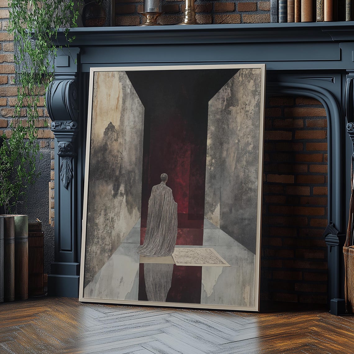 Enigmatic Corridor Robed Figure Dark Surreal Abstract Hallway Poster - Image 3