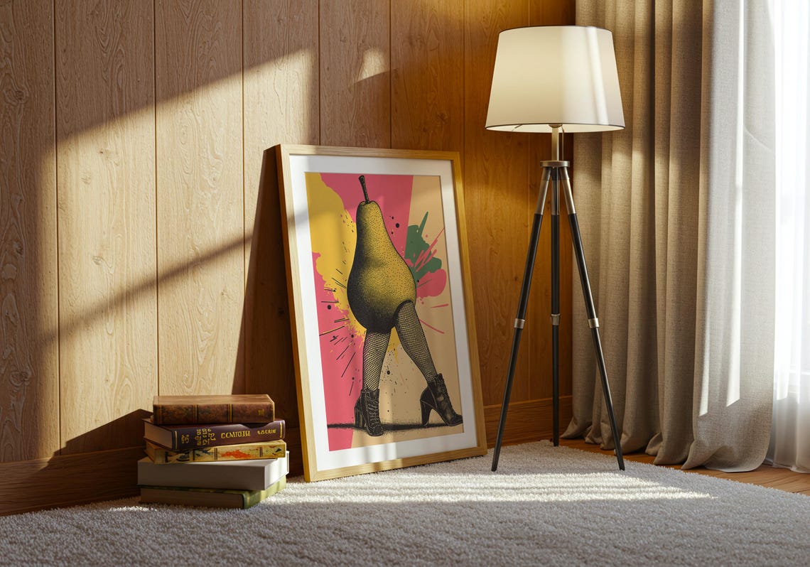 Pop Art Pear Lady Print Funky Retro Fruit Wall - Image 4
