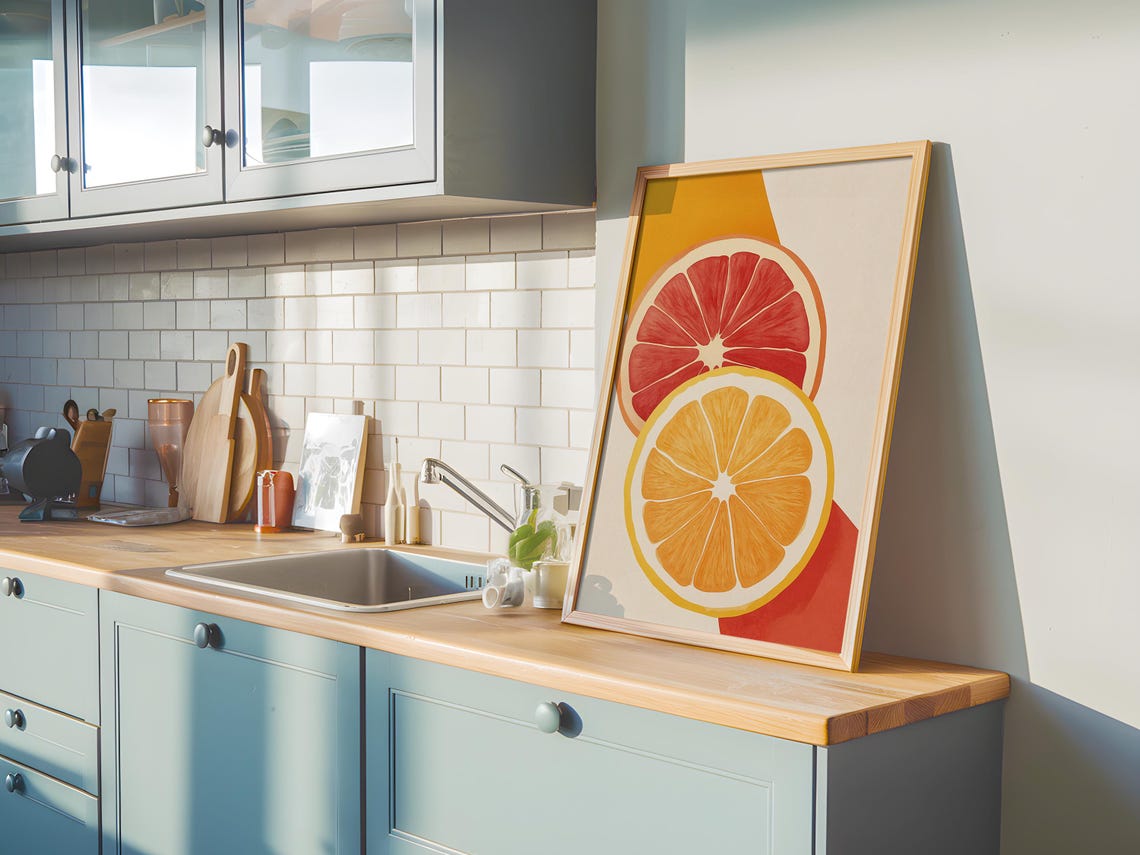 Citrus Pop Art Print, Retro Kitchen Fruit Decor - Image 3