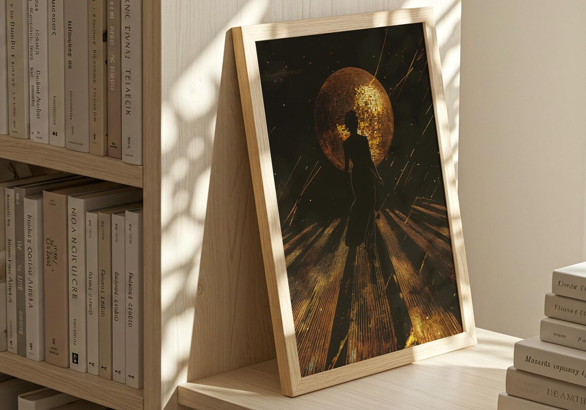 Golden Disco Dream Art Print, Retro Silhouette - Image 3