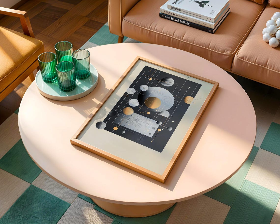 Futuristic Geometric Space Planets Abstract Modern Sci Fi Art Poster - Image 4
