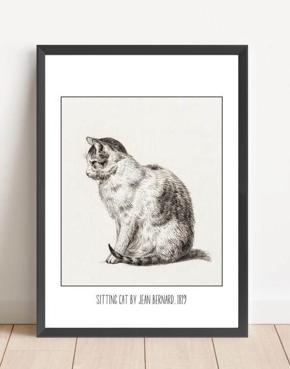 Sitting Cat Art Print, Home Decor Office Art