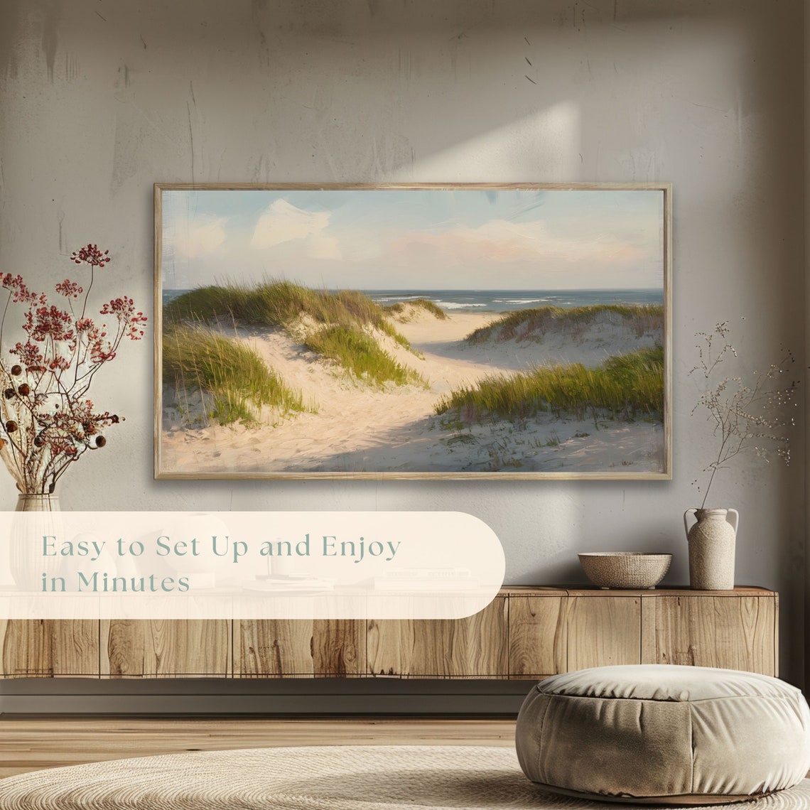 Sandy Beach Dunes Grass Path Summer Ocean Coastal Painting Poster - Image 5