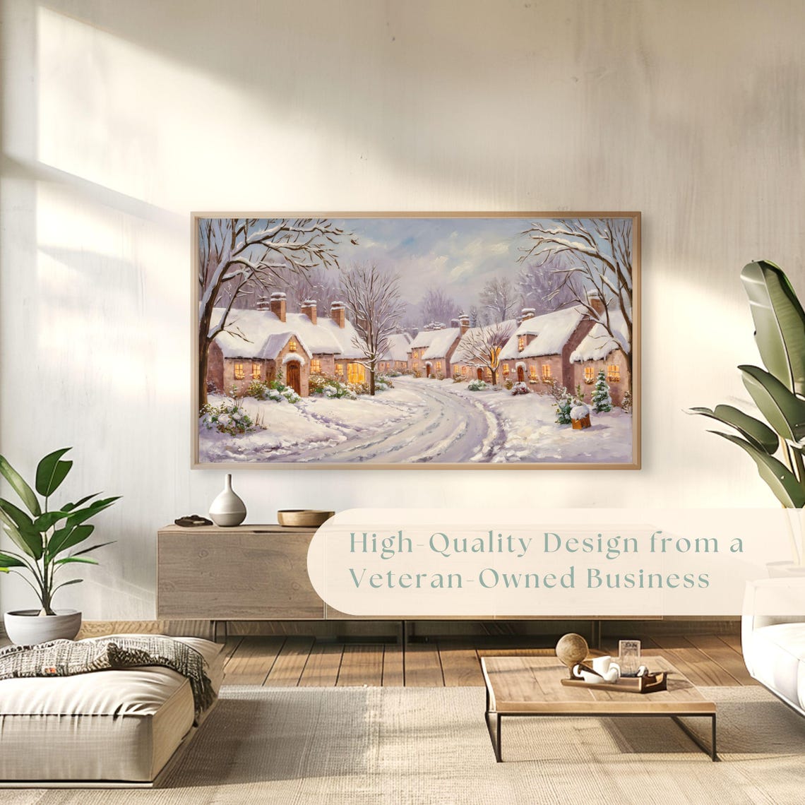 Snow Covered Village Street Winter Landscape Cozy Cottages Poster - Image 4