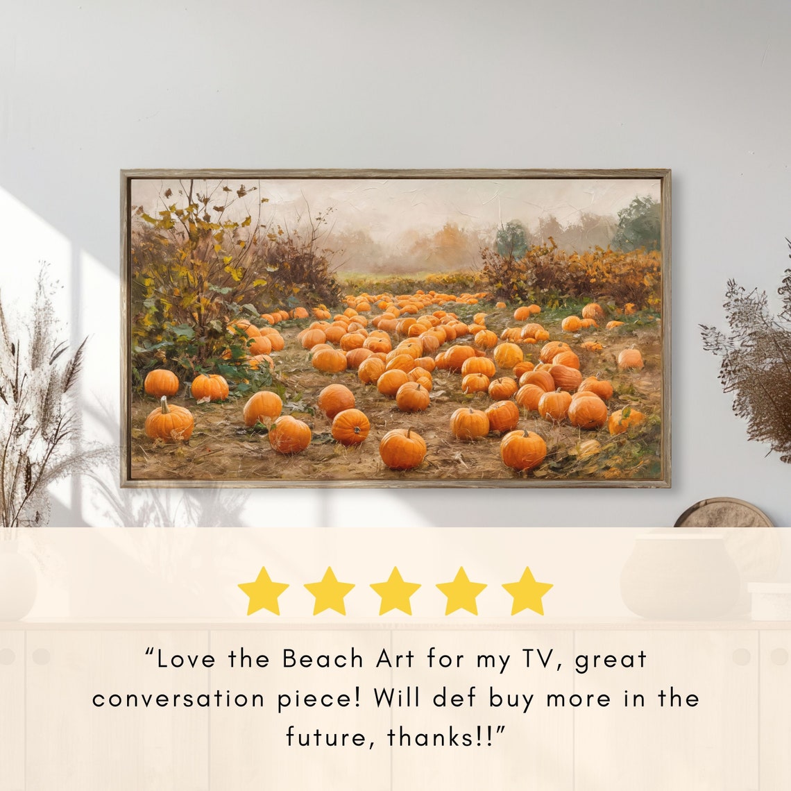 Rustic Pumpkin Patch Harvest Field Vintage Autumn Landscape Poster - Image 2