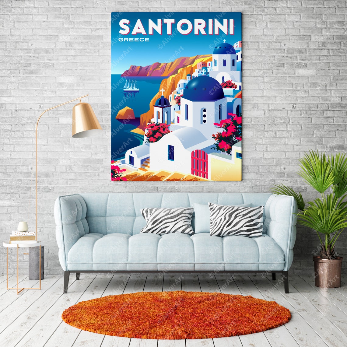 Santorini Greece Whitewashed Villages Blue Domes Travel Poster - Image 2
