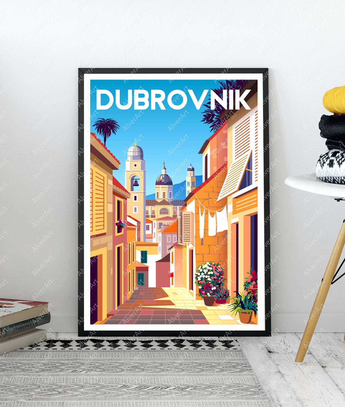 Dubrovnik Croatia Old Town Street Church Towers Rooftops Poster - Image 3