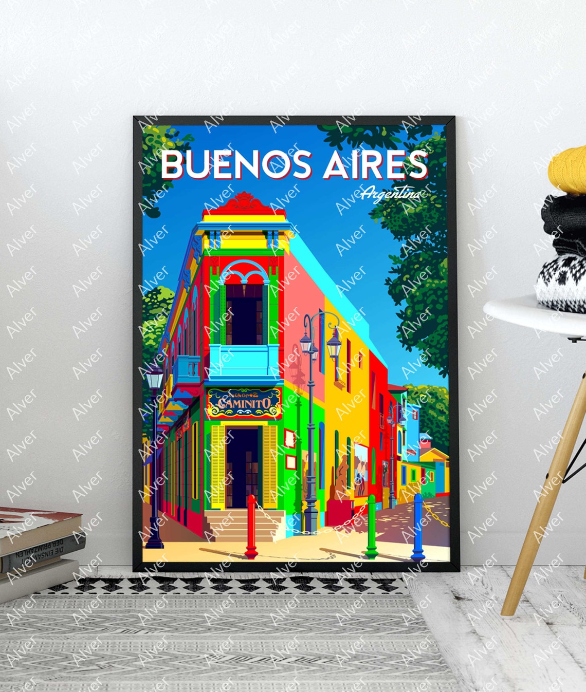 Buenos Aires Argentina Caminito Colorful Street Retro Travel Poster - Image 3