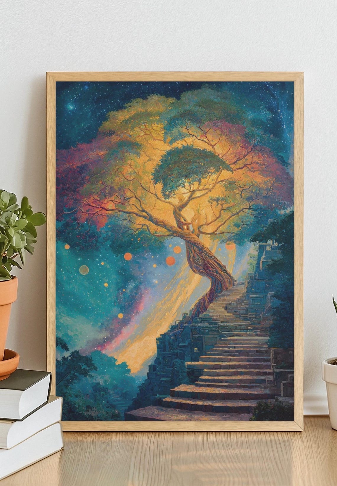 Cosmic Tree River Roots Print Surreal Fantasy Wall Art