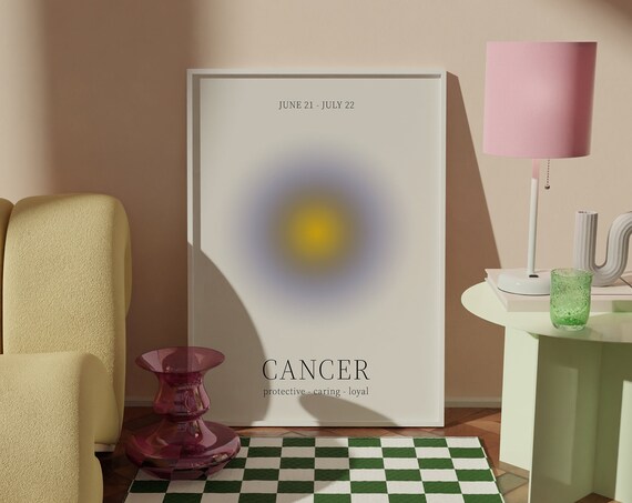 Cancer Star Sign Instant Print Zodiac Art Poster Spiritual Wall Trendy Aura Gradient