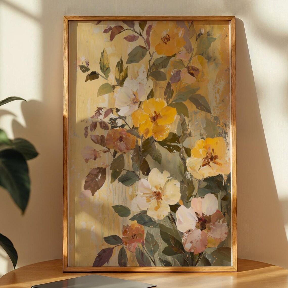Golden Yellow Blossom Painterly Floral Boho Mid Century Art Print