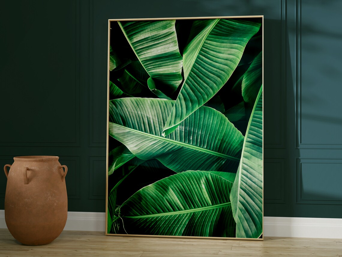 Emerald Green Banana Leaf Botanical Art Print