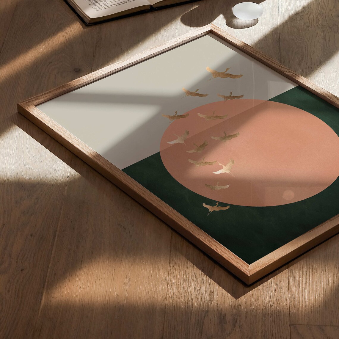 Flying Cranes Japanese Abstract Wall Art Print - Image 4