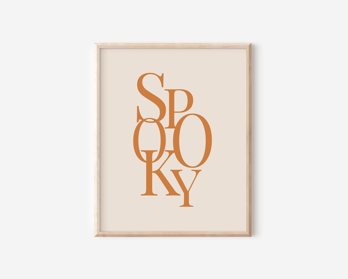 Spooky Typography Print, Modern Minimal Halloween