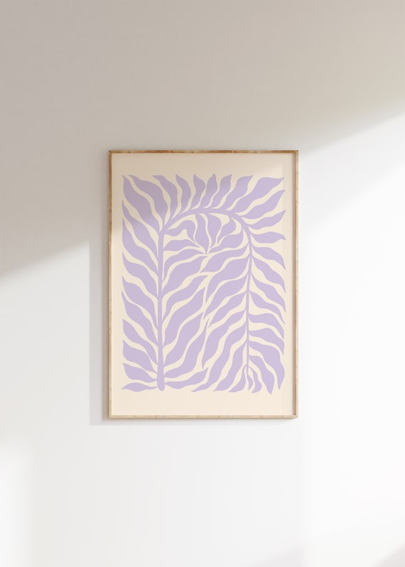 Matisse Inspired Botanical Branch Lavender Retro Floral Poster
