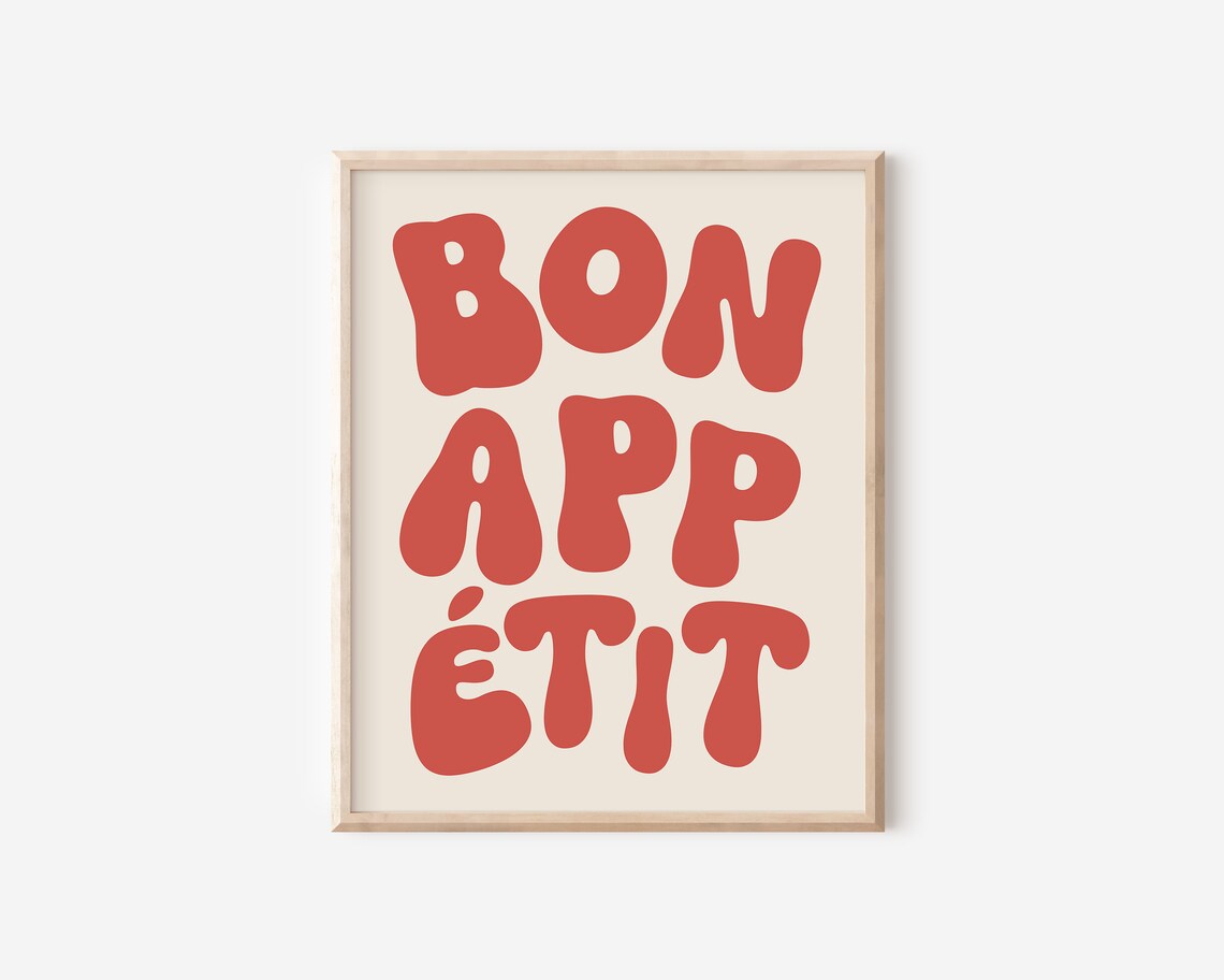 Bon Appetit Typography Poster, Kitchen Wall Art