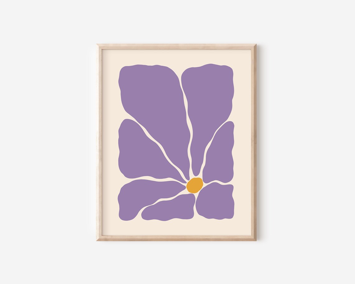 Lavender Purple Groovy Bloom Matisse Inspired Retro Botanical Art Poster - Image 2