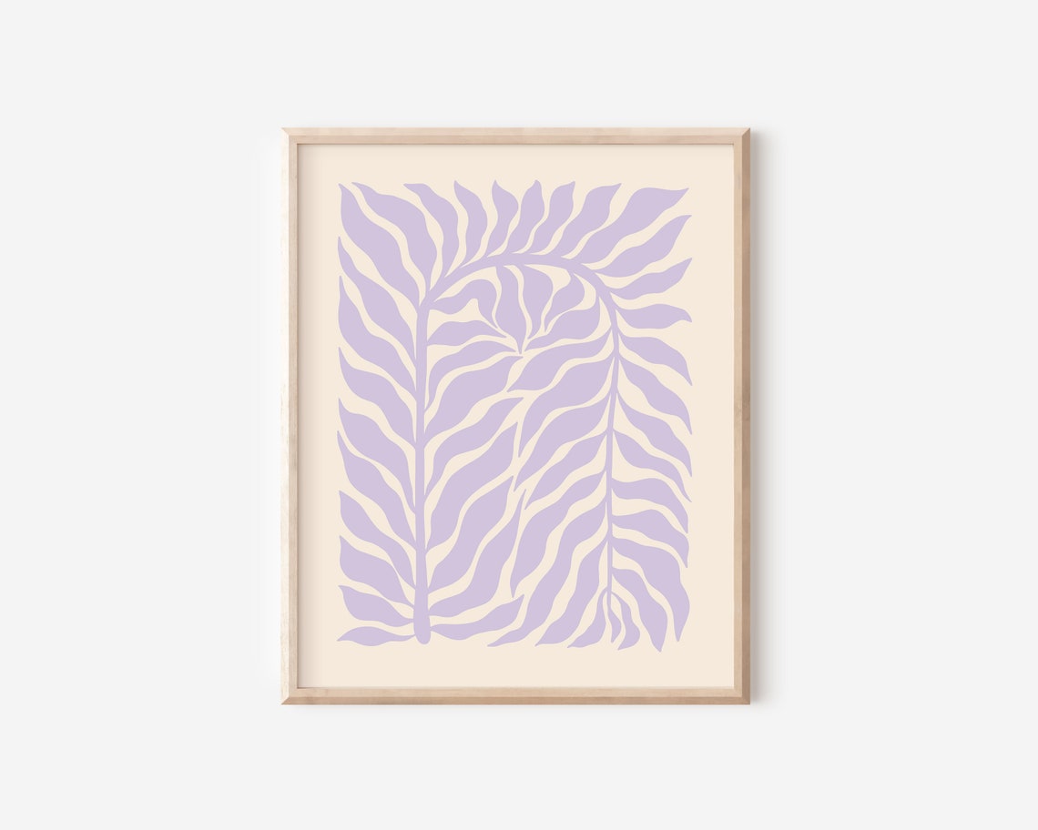Matisse Inspired Botanical Branch Lavender Retro Floral Poster - Image 2