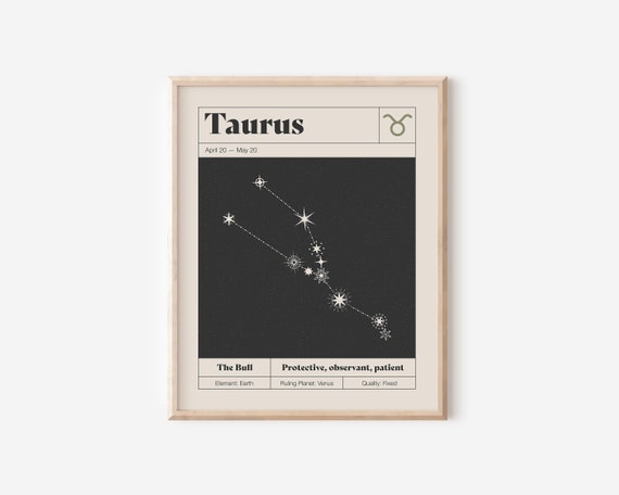 Taurus Star Constellation Art Print, Neutral Astrology