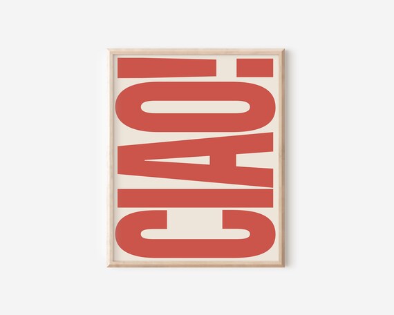 Ciao Typography Poster, Retro Italian Wall Art