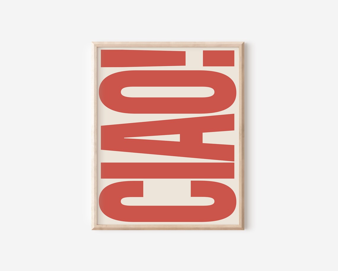 Ciao Typography Poster, Retro Italian Wall Art