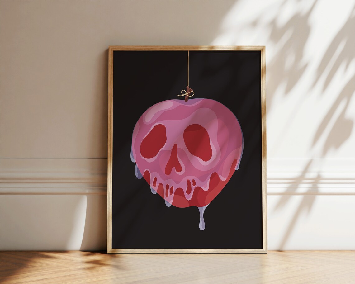 Poison Apple Illustration Halloween Skull Art Print
